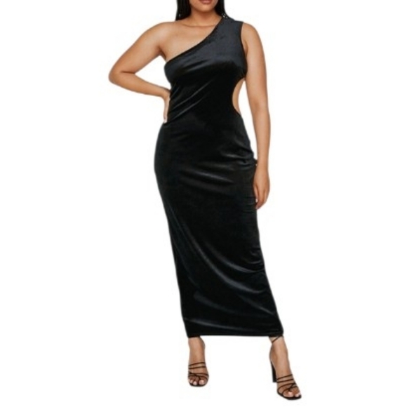 Nasty Gal Dresses & Skirts - Nasty Gal Elegant One-Shoulder Cutout Black Maxi Dress Size 18